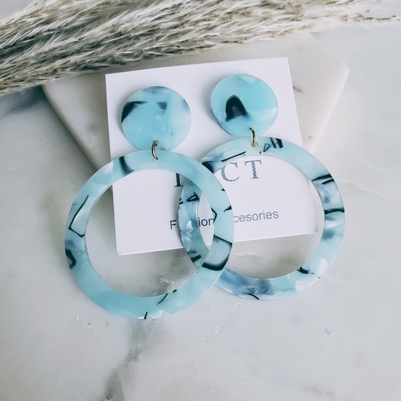 Jewelry - 5 for $25 Blue Acrylic Geometric Earrings Large